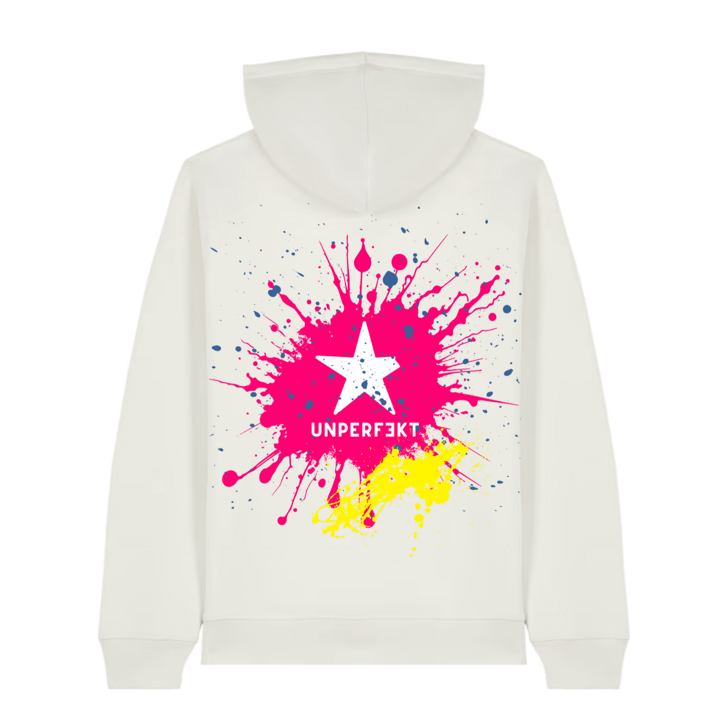 80er-Edition unisex Hoodie »Unperfekt im 80er Style« vorne hochwertig Neon bestickt