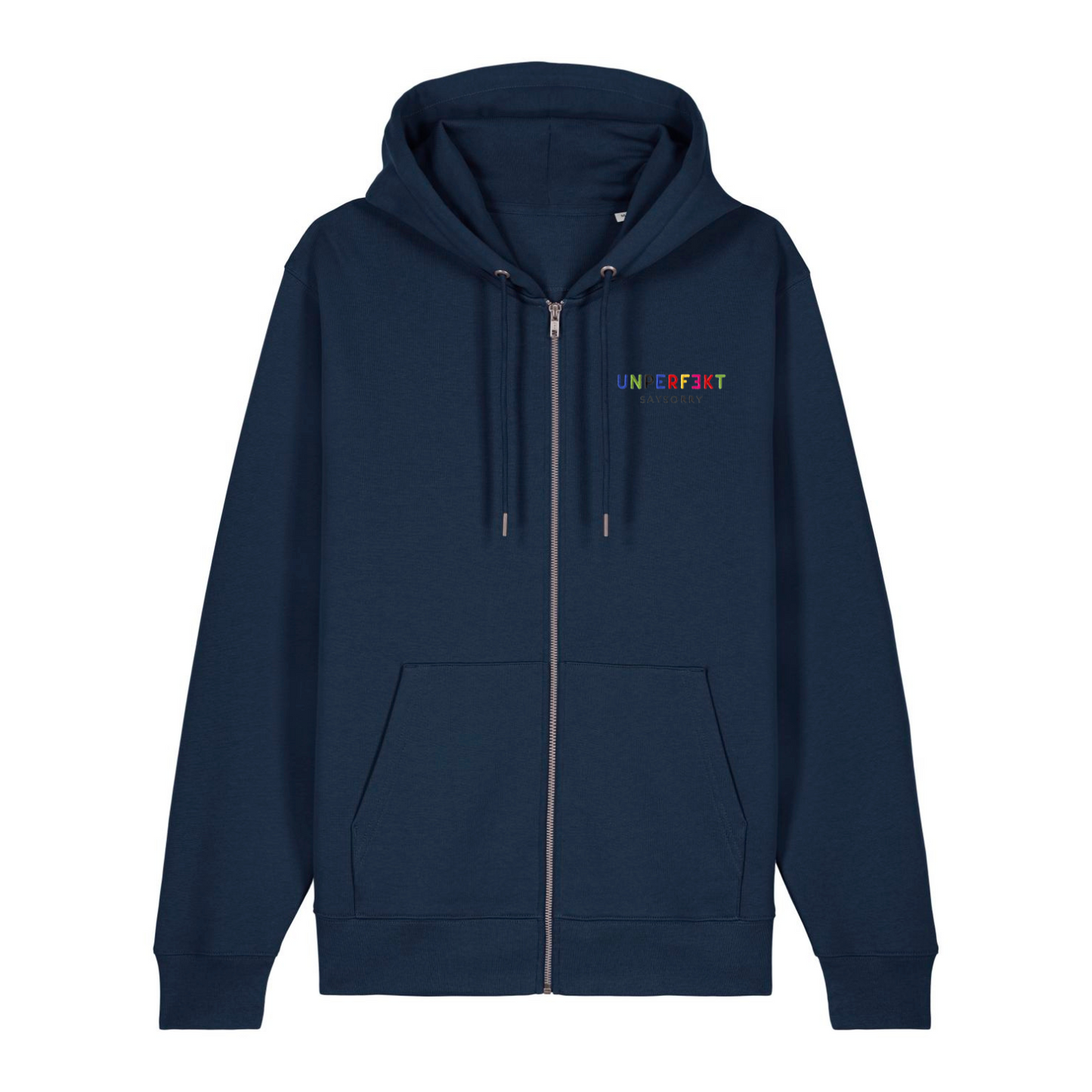 Premium Zip-Hoodie »Unperfekt ist bunt« hochwertig in 6 Farben bestickt