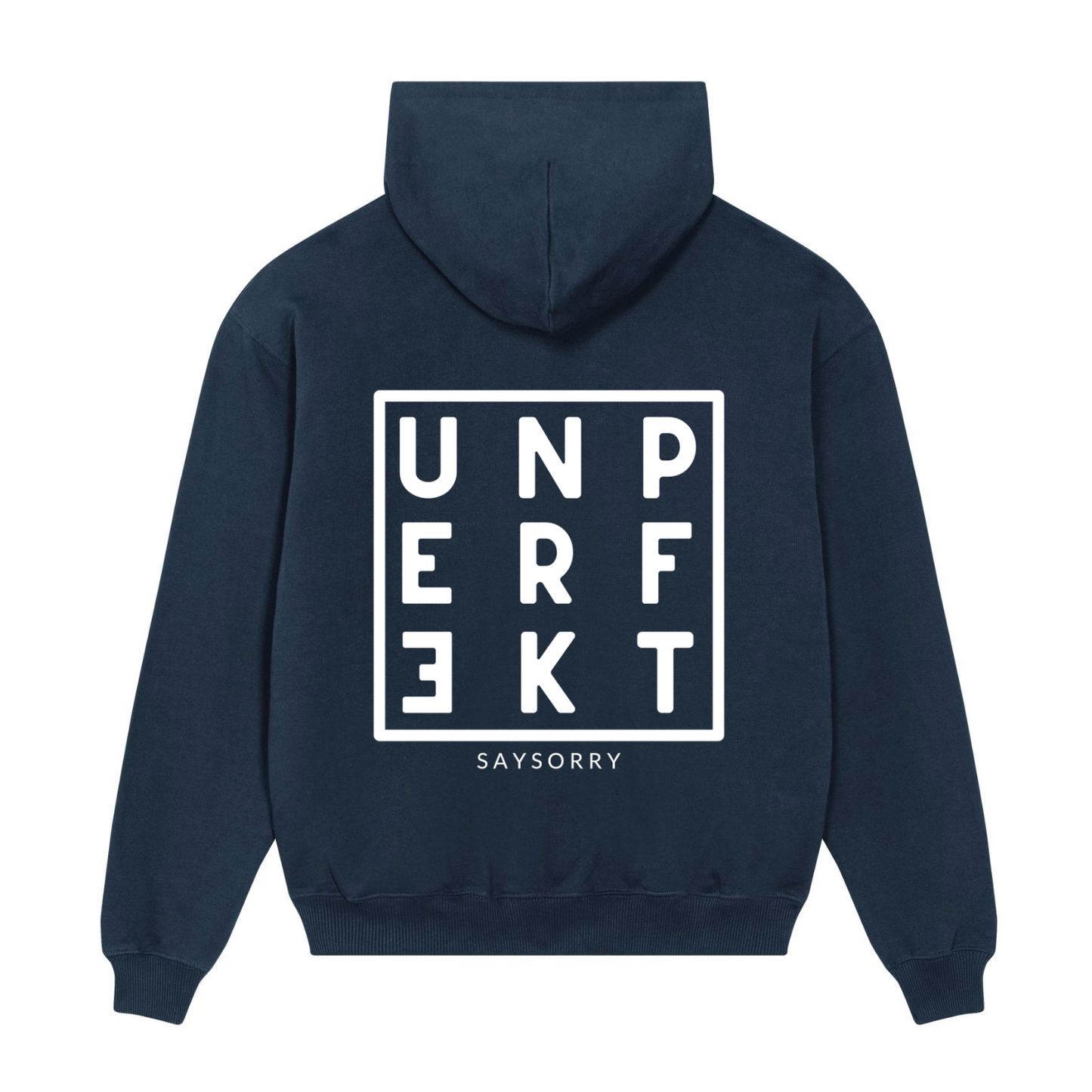 Heavy Raw Cotton Hoodie 100% Organic Unisex »UNPERFEKT im Quadrat«