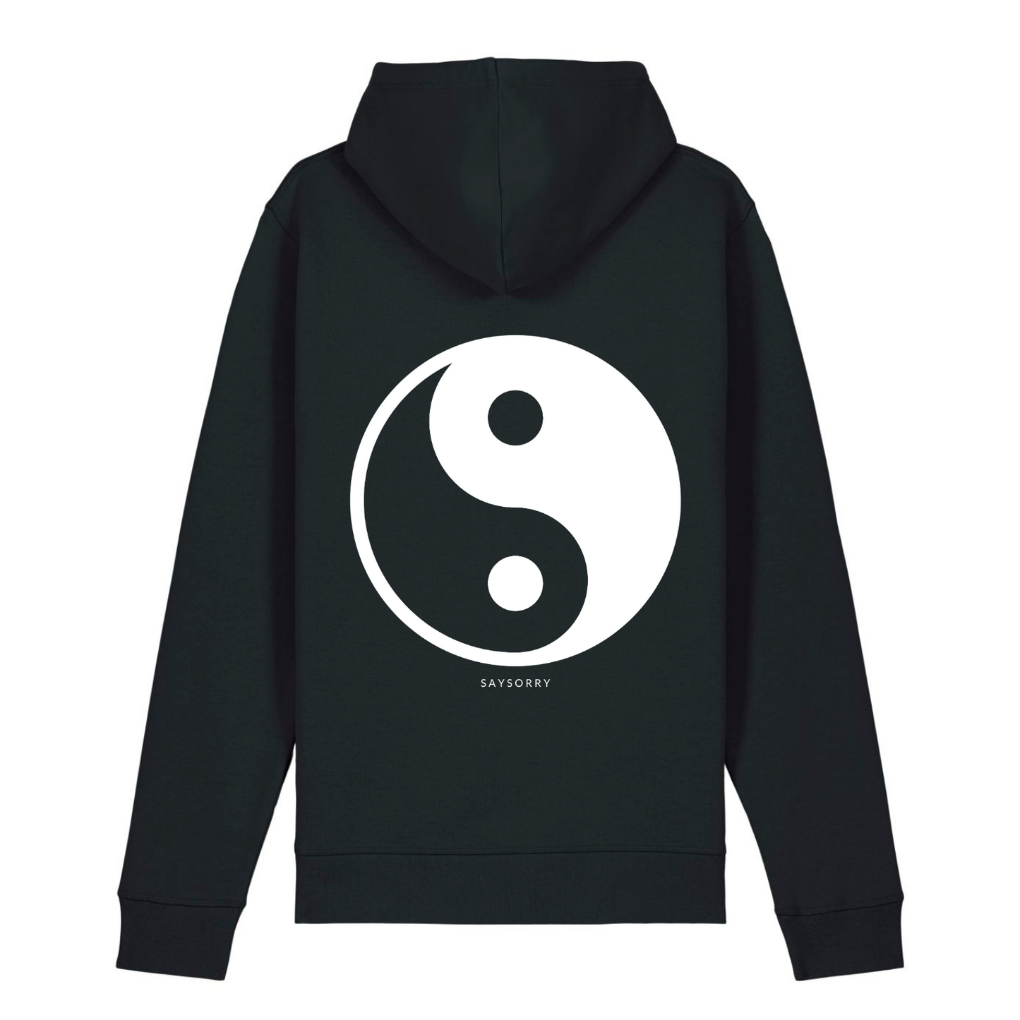100% Organic unisex Hoodie »Yin und Yang« vorne hochwertig bestickt