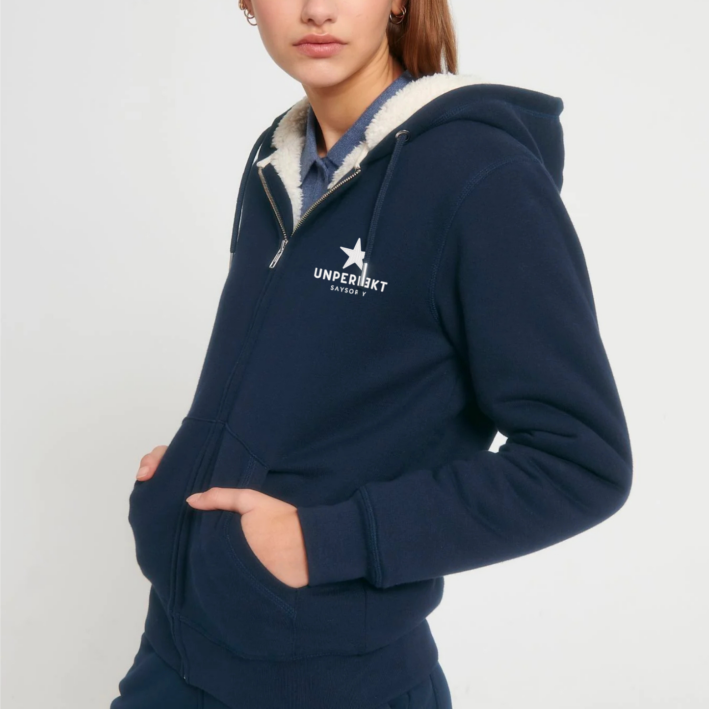 Gefütterter Organic Unisex Kuschel-Zip-Hoodie »Unperfekt mit abgebrochenem Stern«