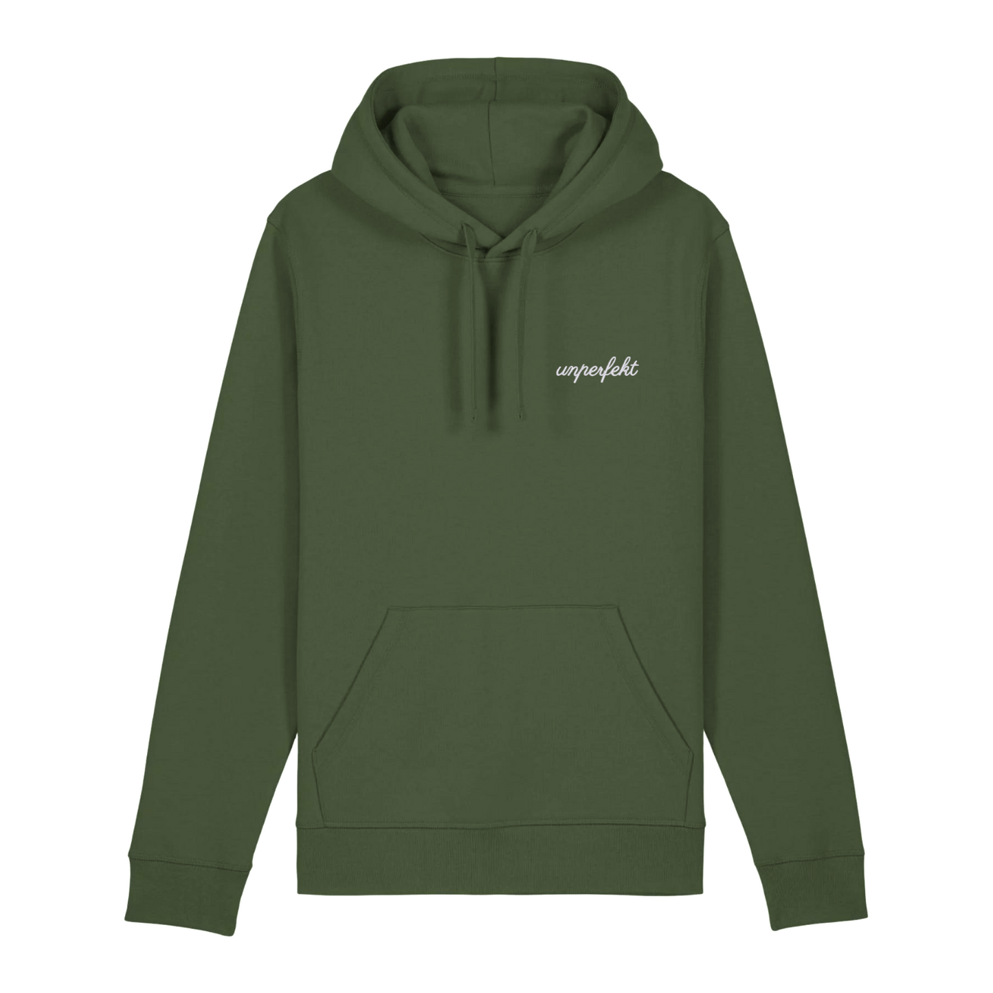 100% Organic unisex Hoodie in vielen Farben »Sollte Hätte Könnte Würde Machen« vorne bestickt & hinten bedruckt