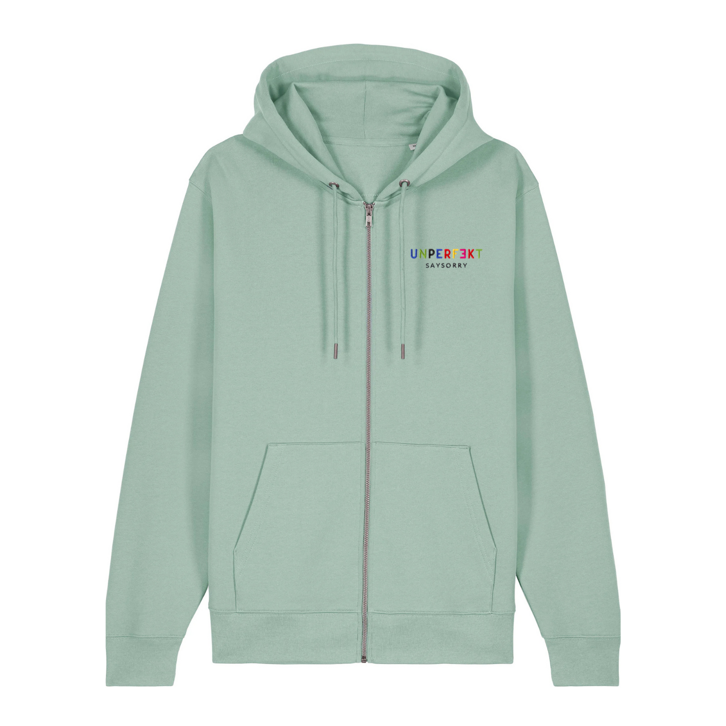 Premium Zip-Hoodie »Unperfekt ist bunt« hochwertig in 6 Farben bestickt