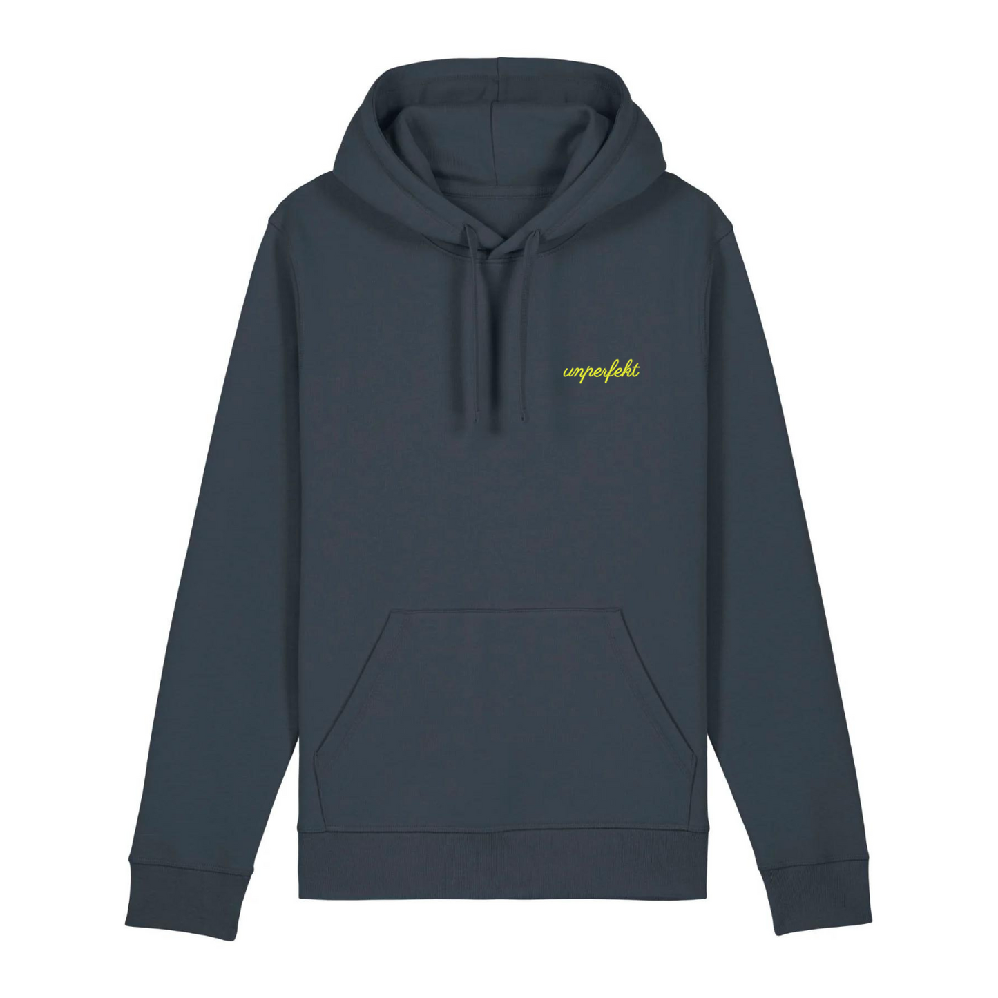 100% Organic unisex Hoodie in vielen Farben »Wer A sagt muss auch Perol sagen« vorne NEON bestickt & hinten bedruckt