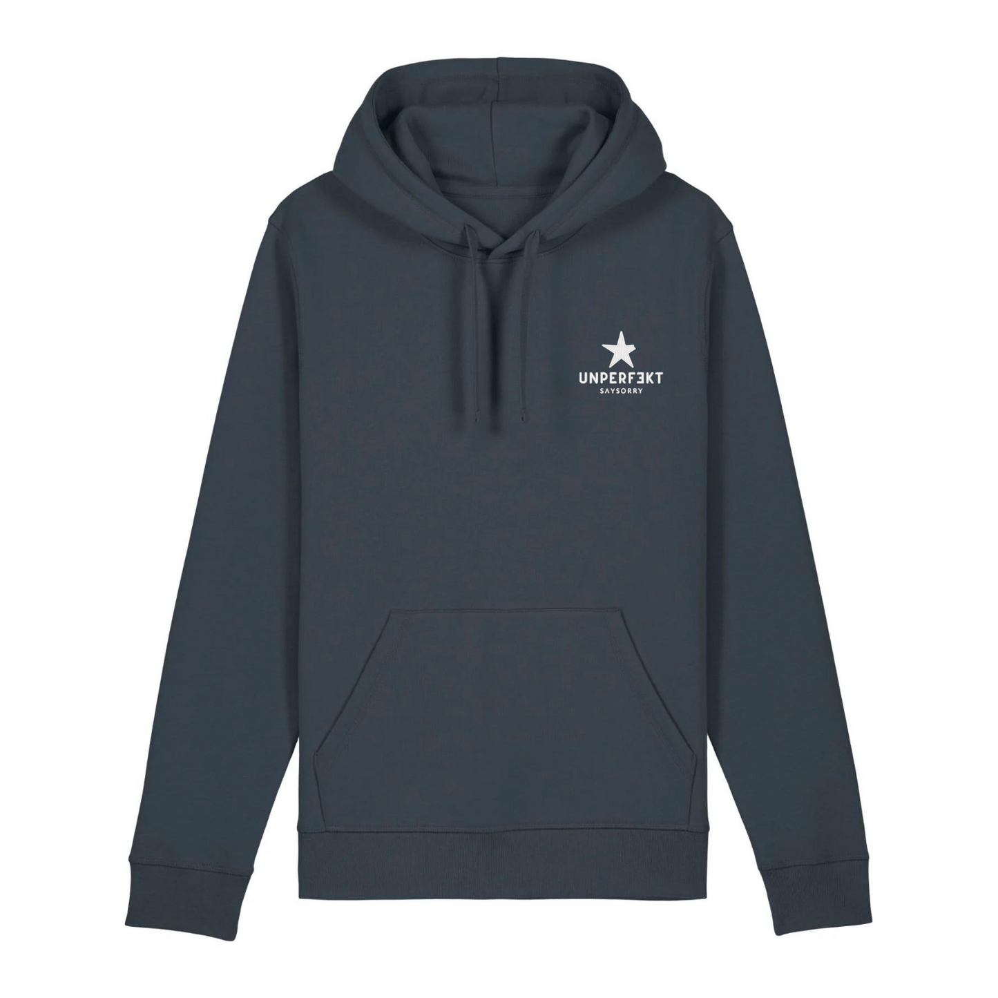 100% Organic unisex Hoodie »Yin und Yang« vorne hochwertig bestickt