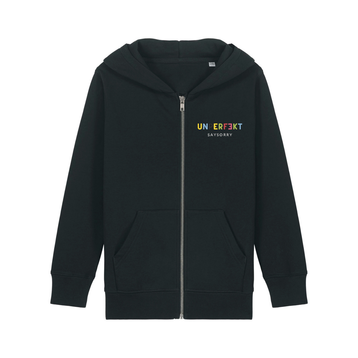 Organic unisex Kids Zip-Jacke »Unperfekt ist bunt« hochwertig bestickt