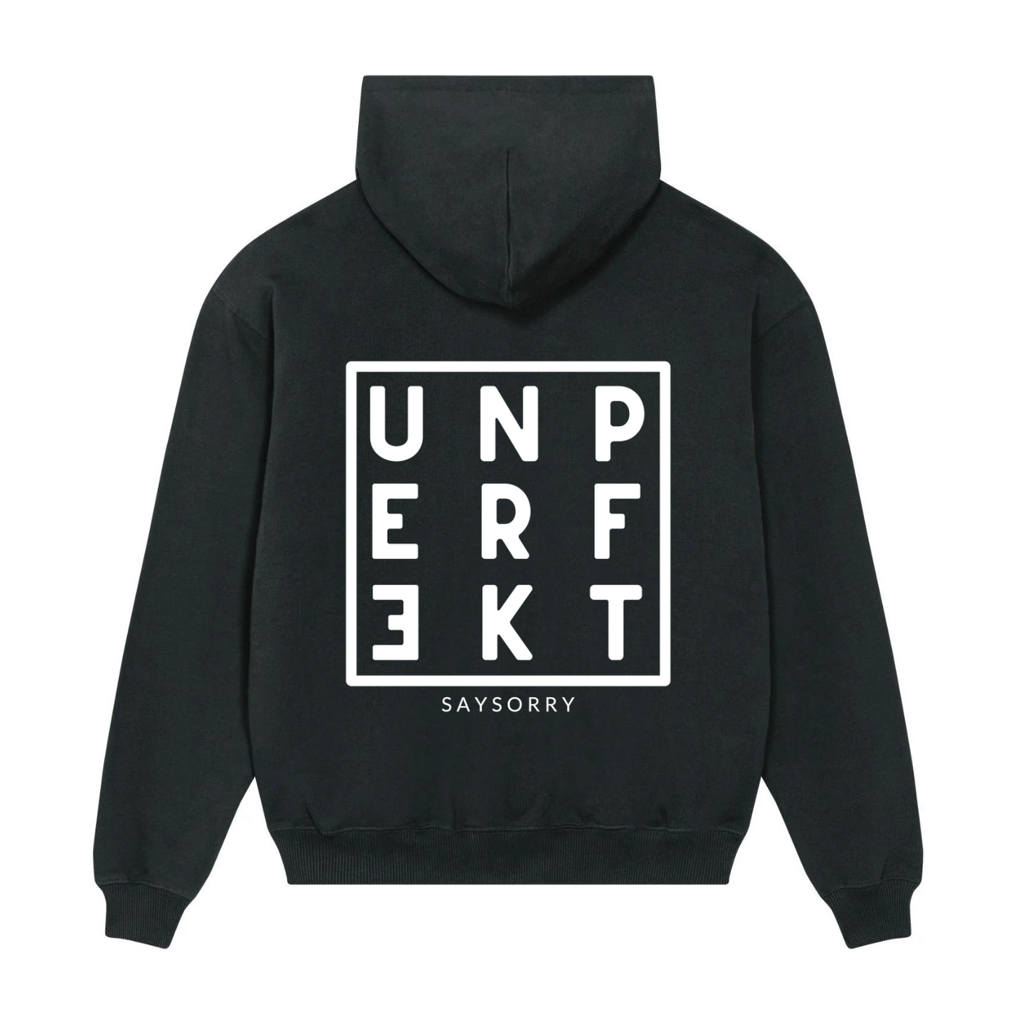 Heavy Raw Cotton Hoodie 100% Organic Unisex »UNPERFEKT im Quadrat«
