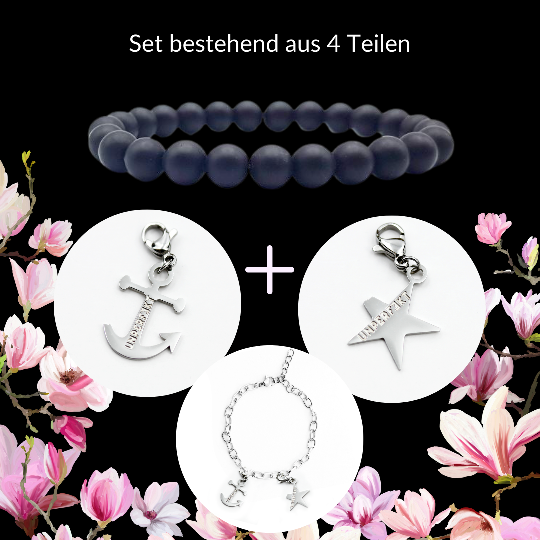 Schmuck-Bundle: 2 Charms + Blockadenlöser + Bettelarmband + Manifest