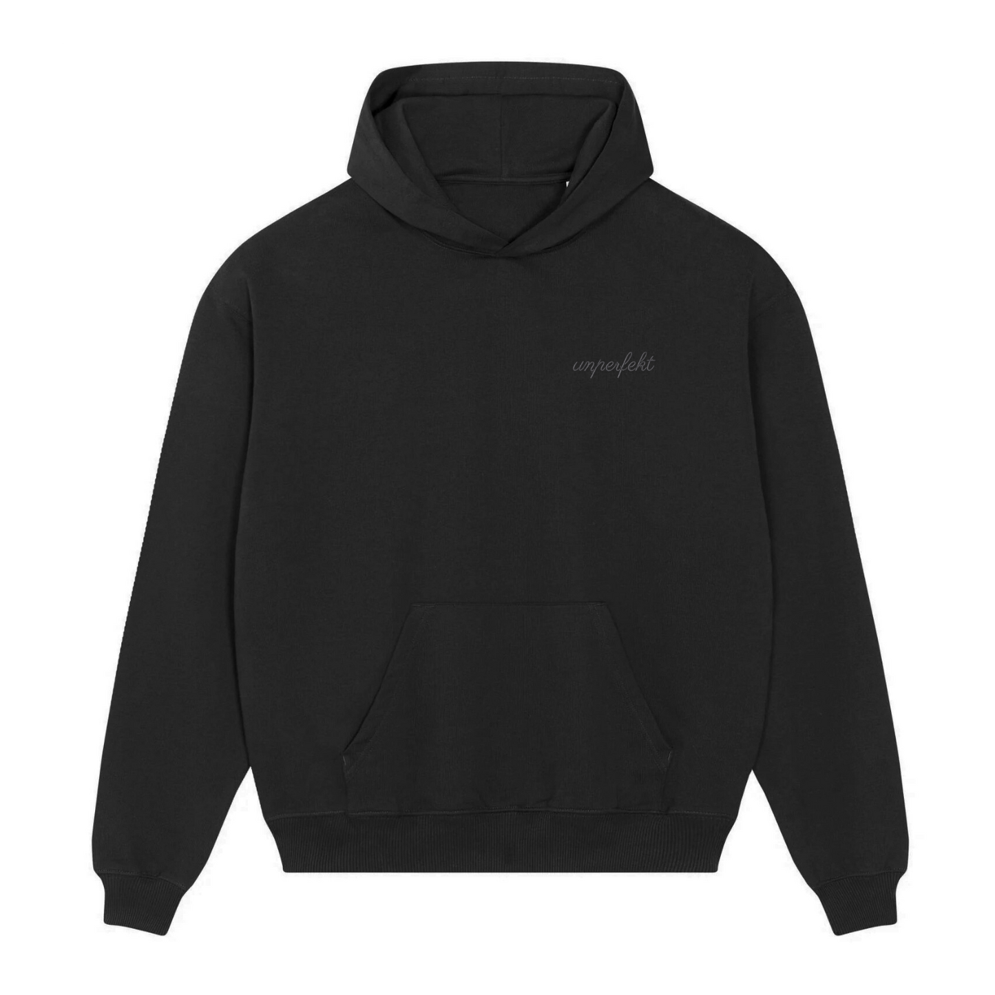 Premium Hoodie 100% Organic Unisex »Unperfekt Black-Edition« 2-fach hochwertig bestickt