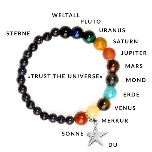 »Trust the Universe« Blockadenlöser Planetensystem am Handgelenk inkl. abgebrochener Stern
