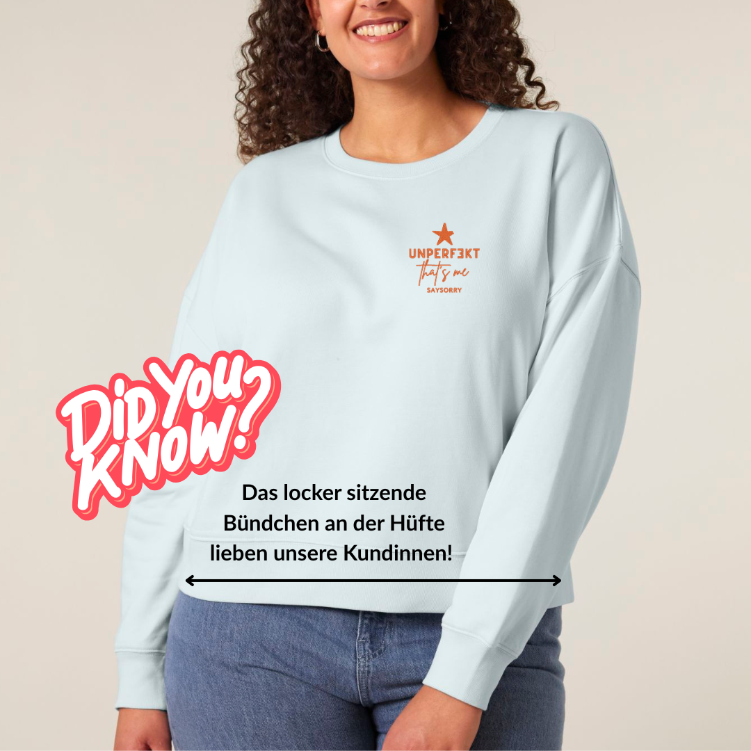 Damen Figurschmeichler Sweater »Unperfekt That’s me« hochwertig bestickt in Red Pepper Orange