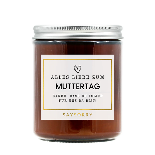 »Alles liebe zum Muttertag« handgegossene Duftkerze in edler Geschenkschachtel