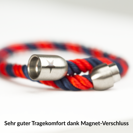 Herr Unperfekt Segeltau-Armband »Meine Geschichte« Rot/Blau mit Magnetverschluss