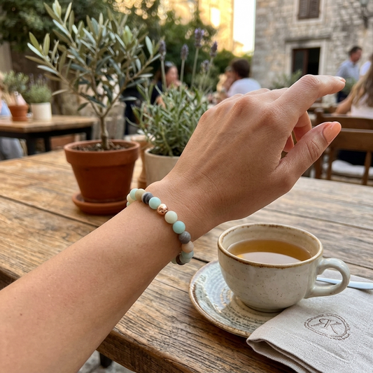 »Ich glaube an mich« Blockadenlöser-Armband aus echten Amazonitperlen inkl. abgebrochenem Stern