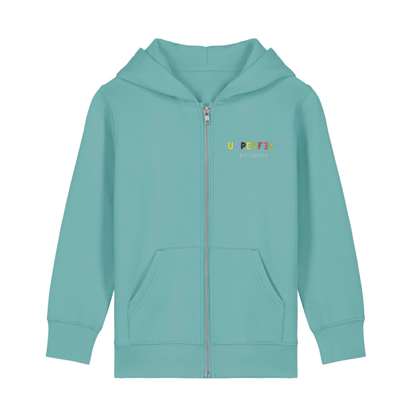 Organic unisex Kids Zip-Jacke »Unperfekt ist bunt« hochwertig bestickt