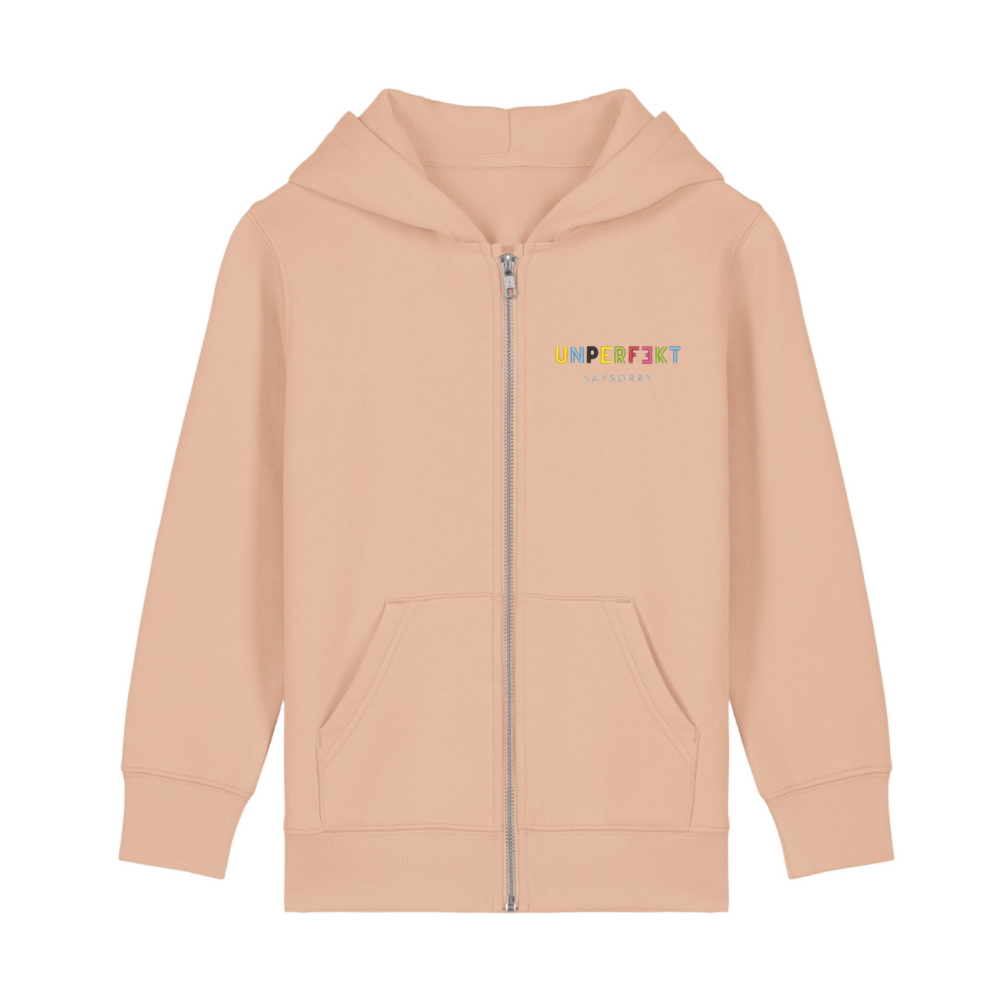 Organic unisex Kids Zip-Jacke »Unperfekt ist bunt« hochwertig bestickt