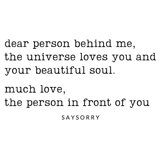 Organic unisex Hoodie in vielen Farben »dear person behind me, the universe loves you and your beautiful soul.« vorne bestickt & hinten bedruckt