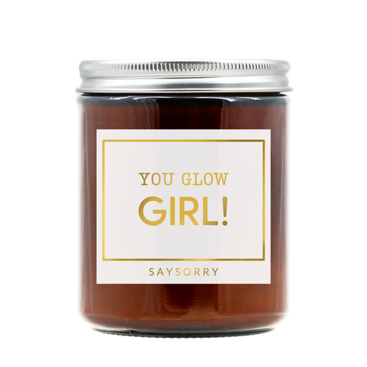 »You glow girl!« handgegossene Affirmations-Duftkerze in edler Geschenkschachtel