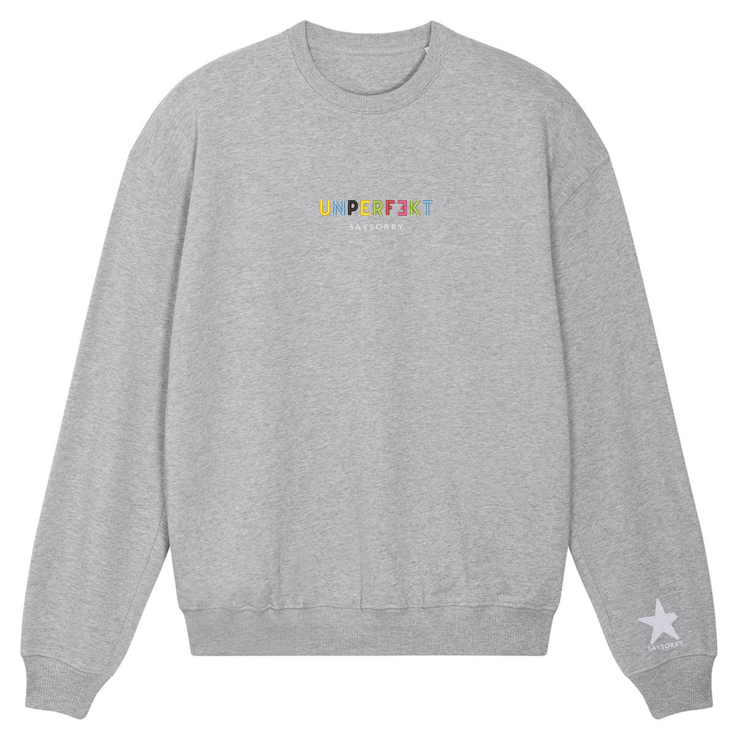 Organic Oversize Sweater in 2-fach bestickter Premium Edition »Unperfekt ist bunt«