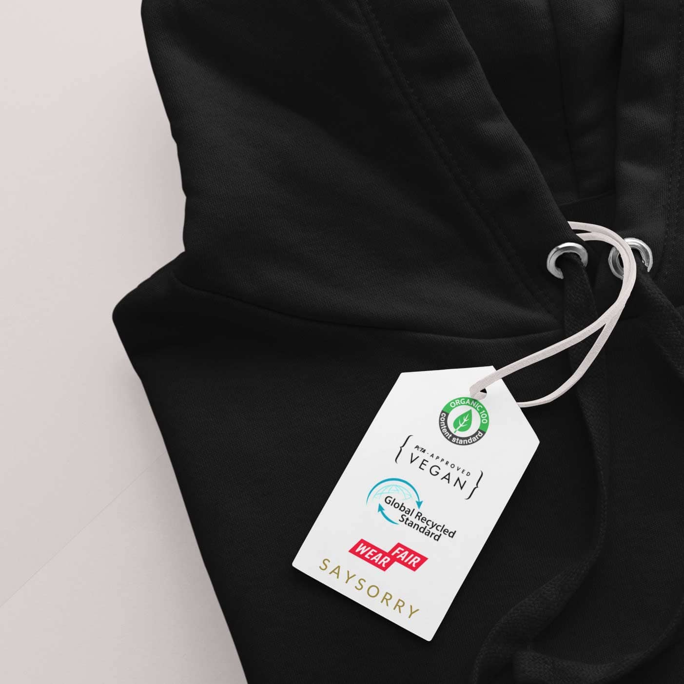 100% Organic unisex Hoodie in vielen Farben »unperfekt mit Stern vorne bestickt & hinten bedruckt« Shirt SAYSORRY