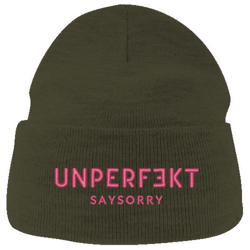 100% recycelte Beanie »Unperfekt in Pink« Shirt SAYSORRY Olive One Size