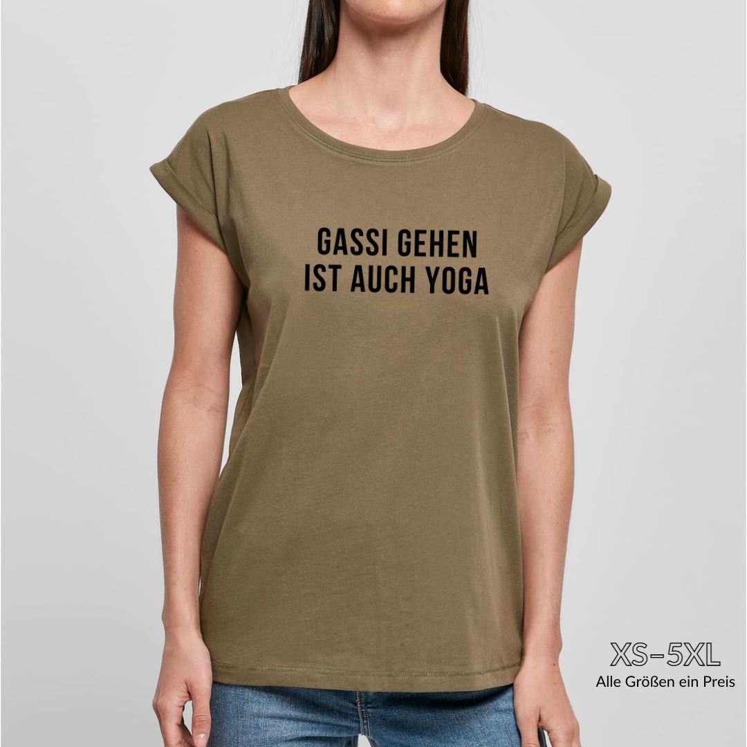 Organic Alle-Größen-Shirt »Gassi gehen ist auch Yoga« Shirt SAYSORRY