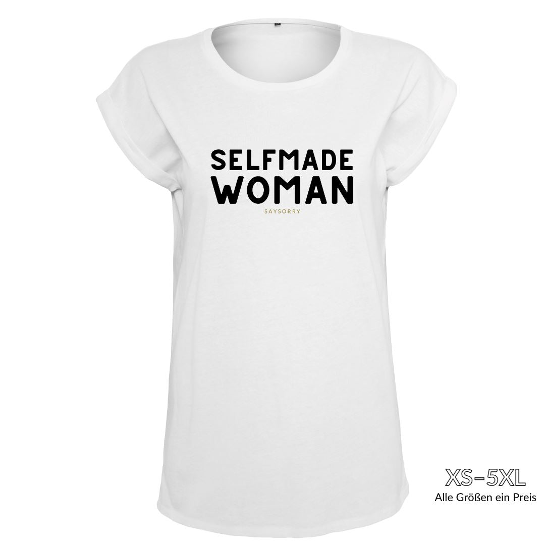 Organic Alle-Größen-Shirt »Selfmade Woman« Shirt SAYSORRY White XS
