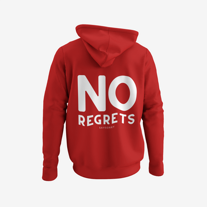 100% Organic unisex Hoodie in vielen Farben »No Regrets« vorne bestickt & hinten bedruckt