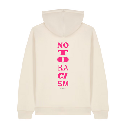 100% Organic unisex Hoodie »No to Racism« vorne bestickt, hinten bedruckt