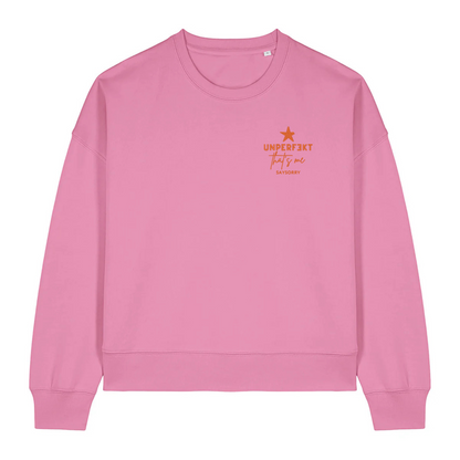 Damen Figurschmeichler Sweater »Unperfekt That’s me« hochwertig bestickt in Red Pepper Orange