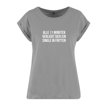 Organic Alle-Größen-Shirt weiss »Alle 11 Minuten verliebt sich ein Single in Fritten«