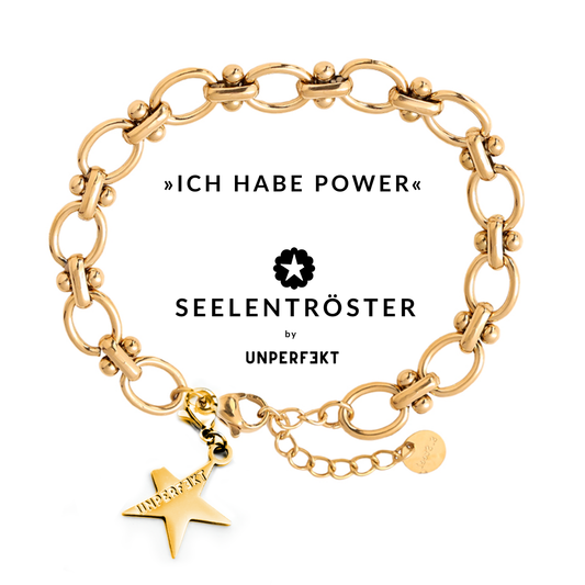 »Ich habe Power« 14 Karat vergoldetes Seelentröster-Armband mit abgebrochenem Stern
