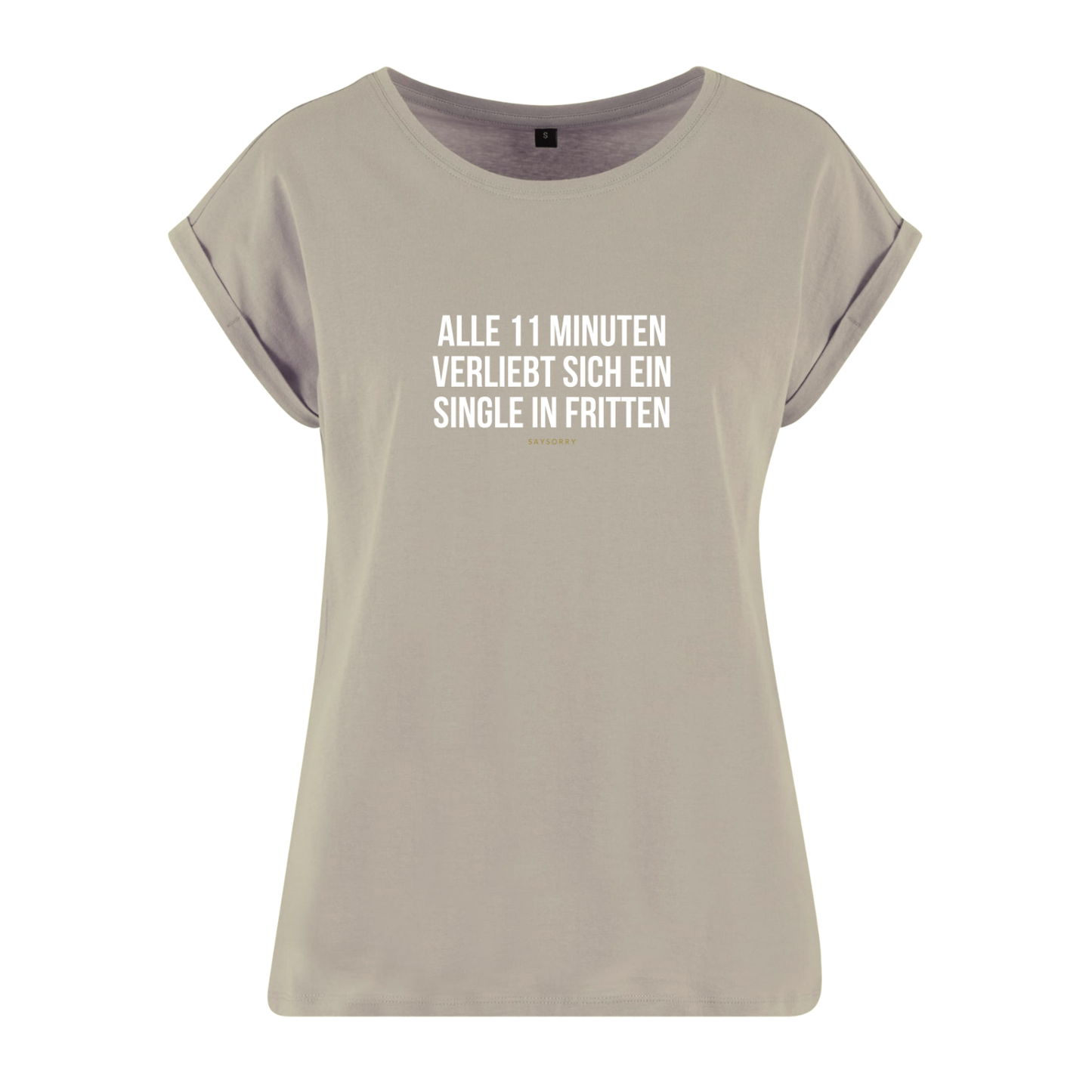 Organic Alle-Größen-Shirt weiss »Alle 11 Minuten verliebt sich ein Single in Fritten«