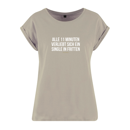 Organic Alle-Größen-Shirt weiss »Alle 11 Minuten verliebt sich ein Single in Fritten«