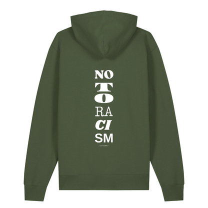 100% Organic unisex Hoodie »No to Racism« vorne bestickt, hinten bedruckt