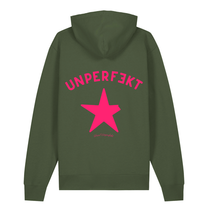 Pinktober 100% Organic Damen Hoodie »Frau Unperfekt und der abgebrochene Stern« vorne hochwertig bestickt, hinten bedruckt