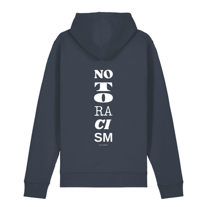 100% Organic unisex Hoodie »No to Racism« vorne bestickt, hinten bedruckt