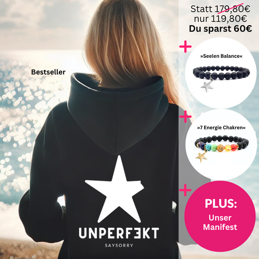 Vorteils-Bundle: Unperfekt-Hoodie + 2x Blockadenlöser + Manifest + Überraschung