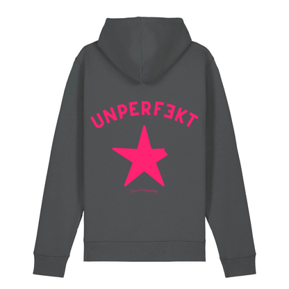 Pinktober 100% Organic Damen Hoodie »Frau Unperfekt und der abgebrochene Stern« vorne hochwertig bestickt, hinten bedruckt