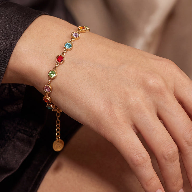 »Pure Lebensfreude« Blockadenlöser-Armband 14K vergoldet mit Steinbesatz und abgebrochenem Stern