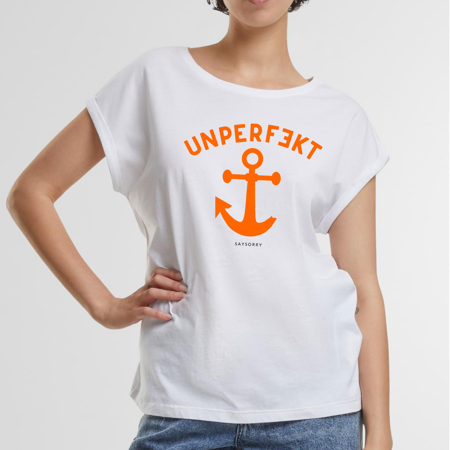 Organic Alle-Größen-Shirt »Unperfekt Anker in Orange«