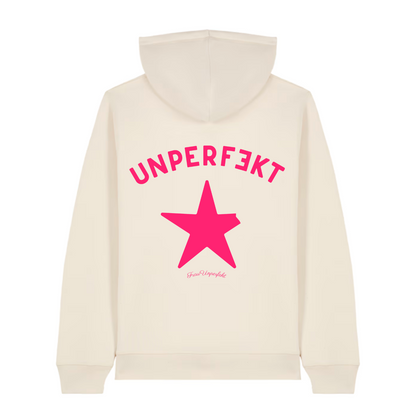 Pinktober 100% Organic Damen Hoodie »Frau Unperfekt und der abgebrochene Stern« vorne hochwertig bestickt, hinten bedruckt