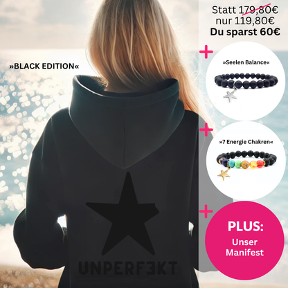 Vorteils-Bundle: Black Edition-Unperfekt-Hoodie + 2x Blockadenlöser + Manifest + Überraschung