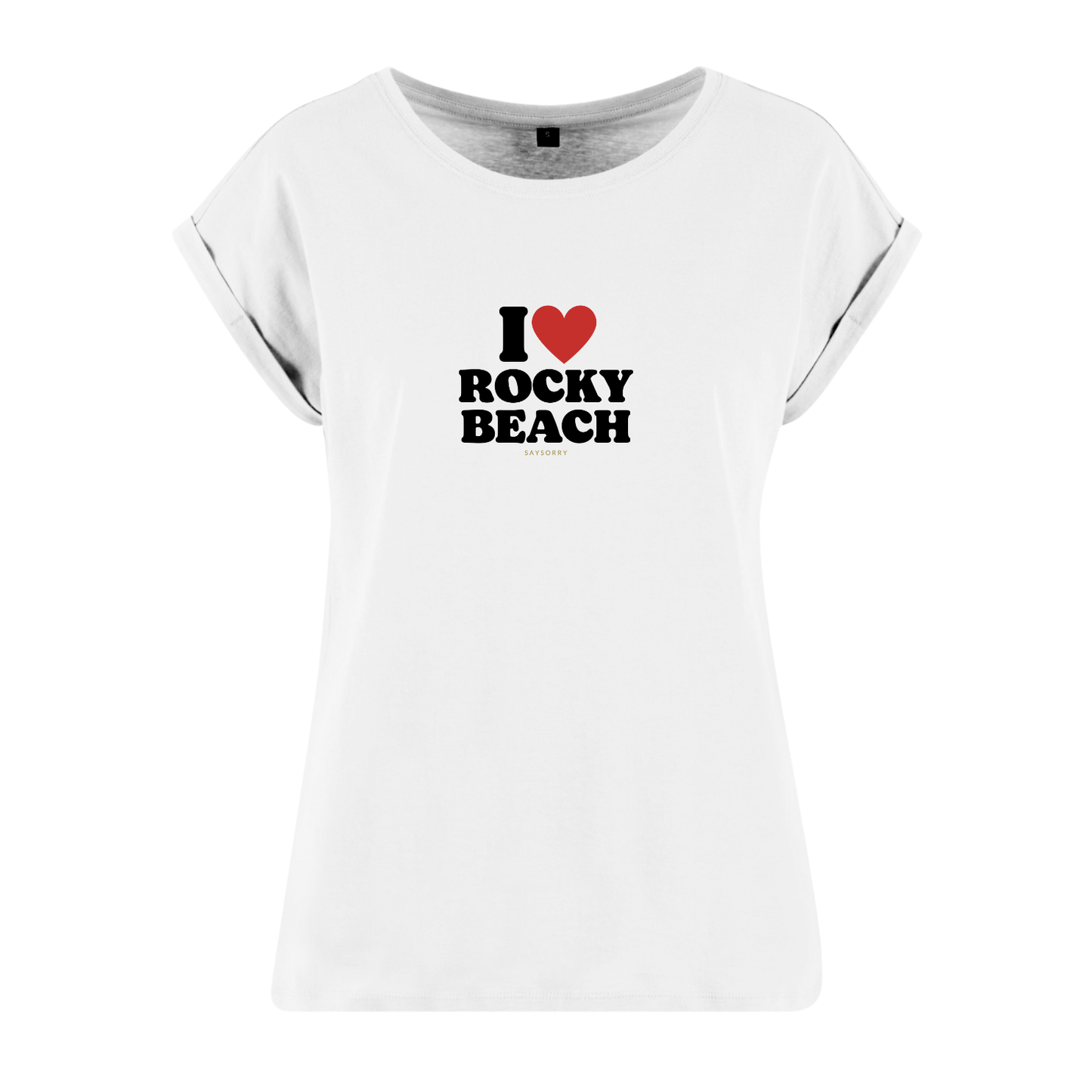 Organic Figurschmeichler-Shirt »I Love Rocky Beach«