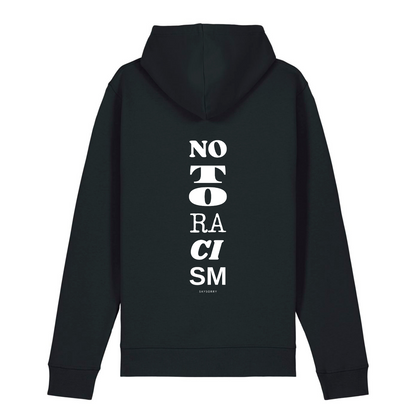 100% Organic unisex Hoodie »No to Racism« vorne bestickt, hinten bedruckt