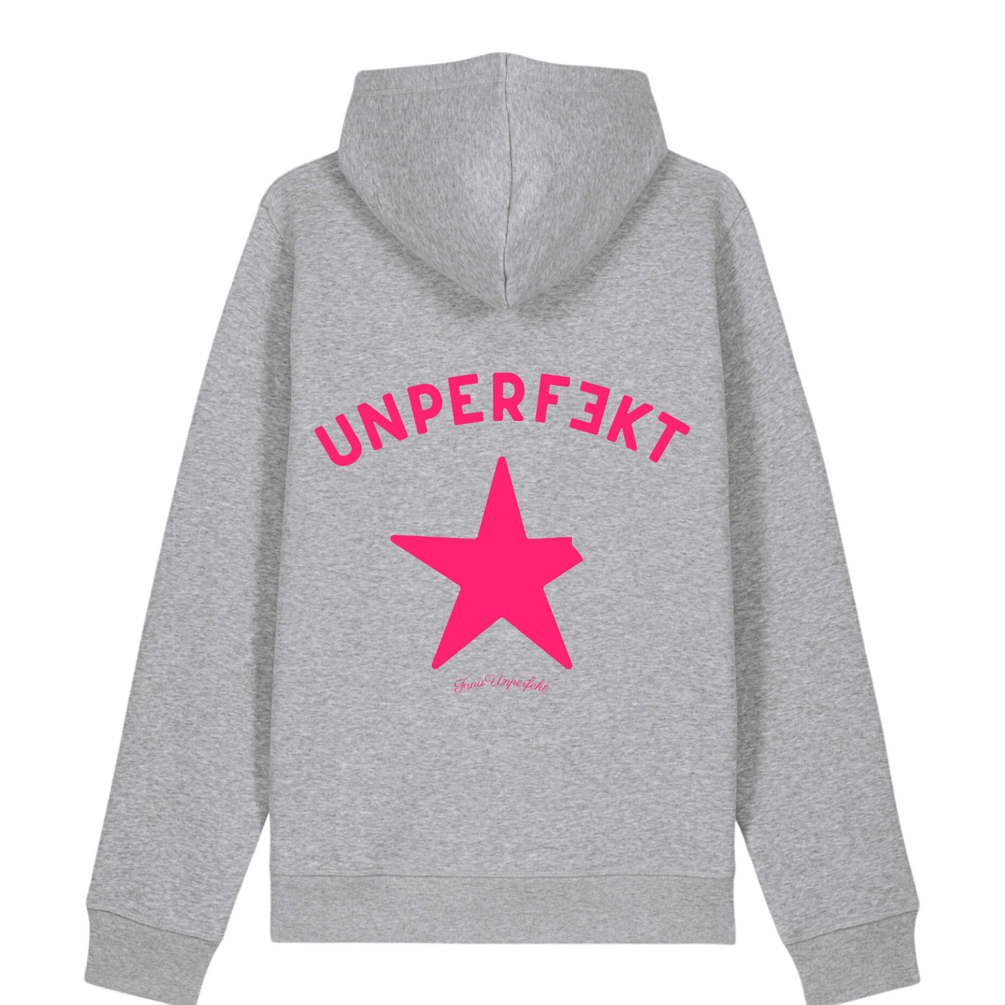 Pinktober 100% Organic Damen Hoodie »Frau Unperfekt und der abgebrochene Stern« vorne hochwertig bestickt, hinten bedruckt