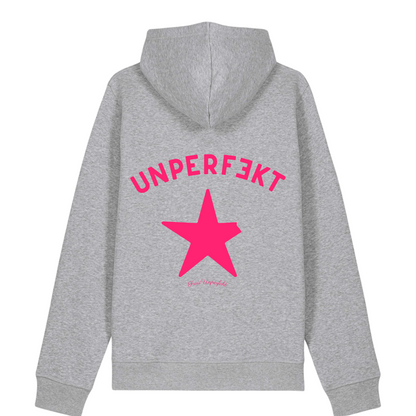 Pinktober 100% Organic Damen Hoodie »Frau Unperfekt und der abgebrochene Stern« vorne hochwertig bestickt, hinten bedruckt