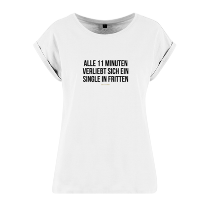 Organic Alle-Größen-Shirt weiss »Alle 11 Minuten verliebt sich ein Single in Fritten«