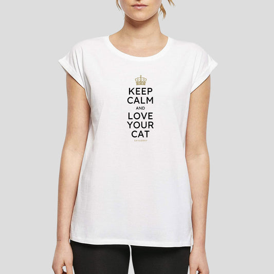 Organic Alle-Größen-Shirt weiss »Keep calm and love your cat«