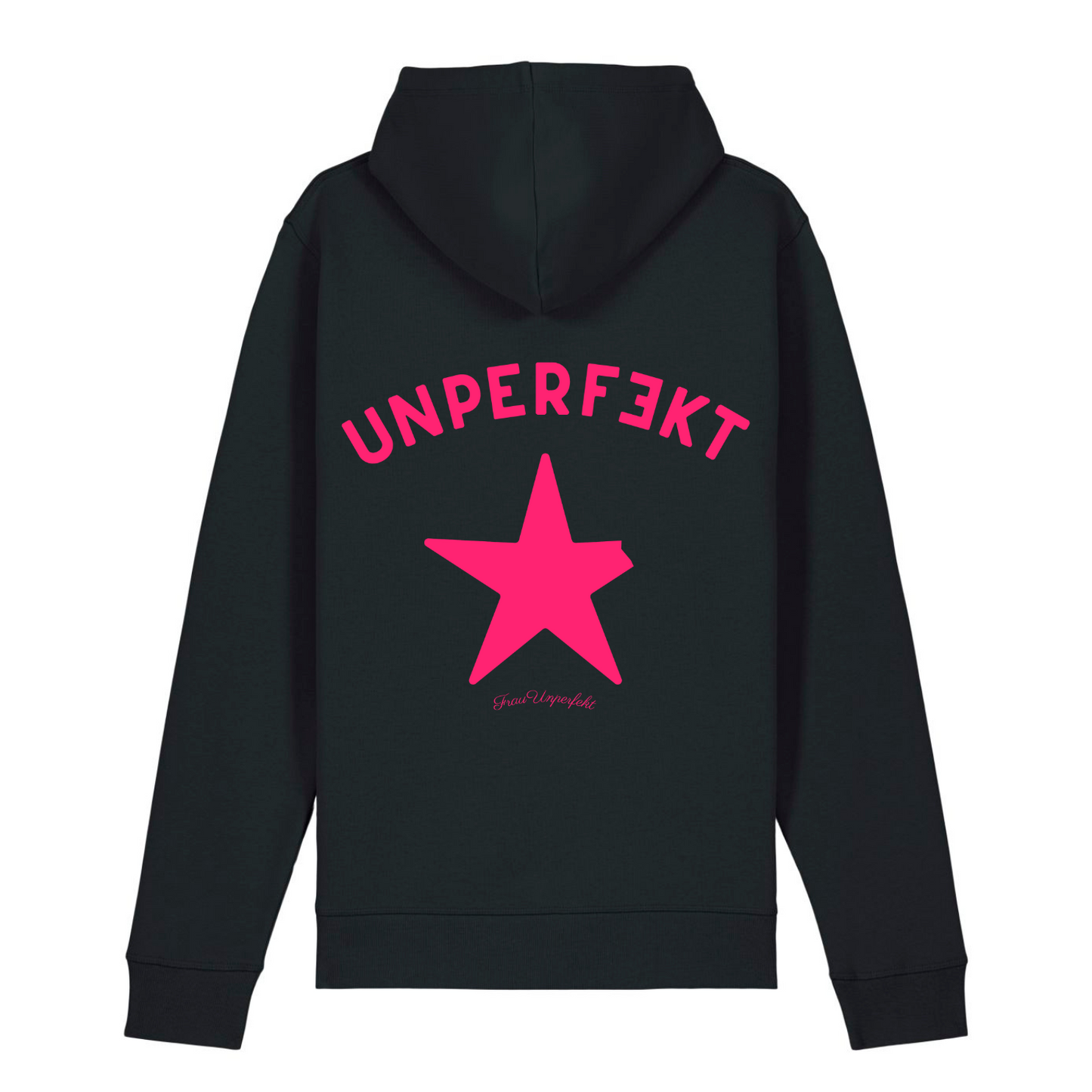 Pinktober 100% Organic Damen Hoodie »Frau Unperfekt und der abgebrochene Stern« vorne hochwertig bestickt, hinten bedruckt